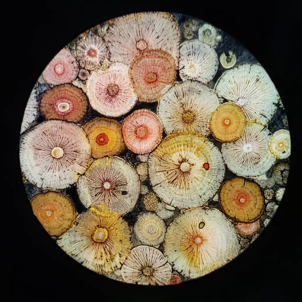 microscope slide of mushroom spores